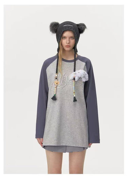 13DE MARZO Bear Ear Color Lace Beanie Dark Grey