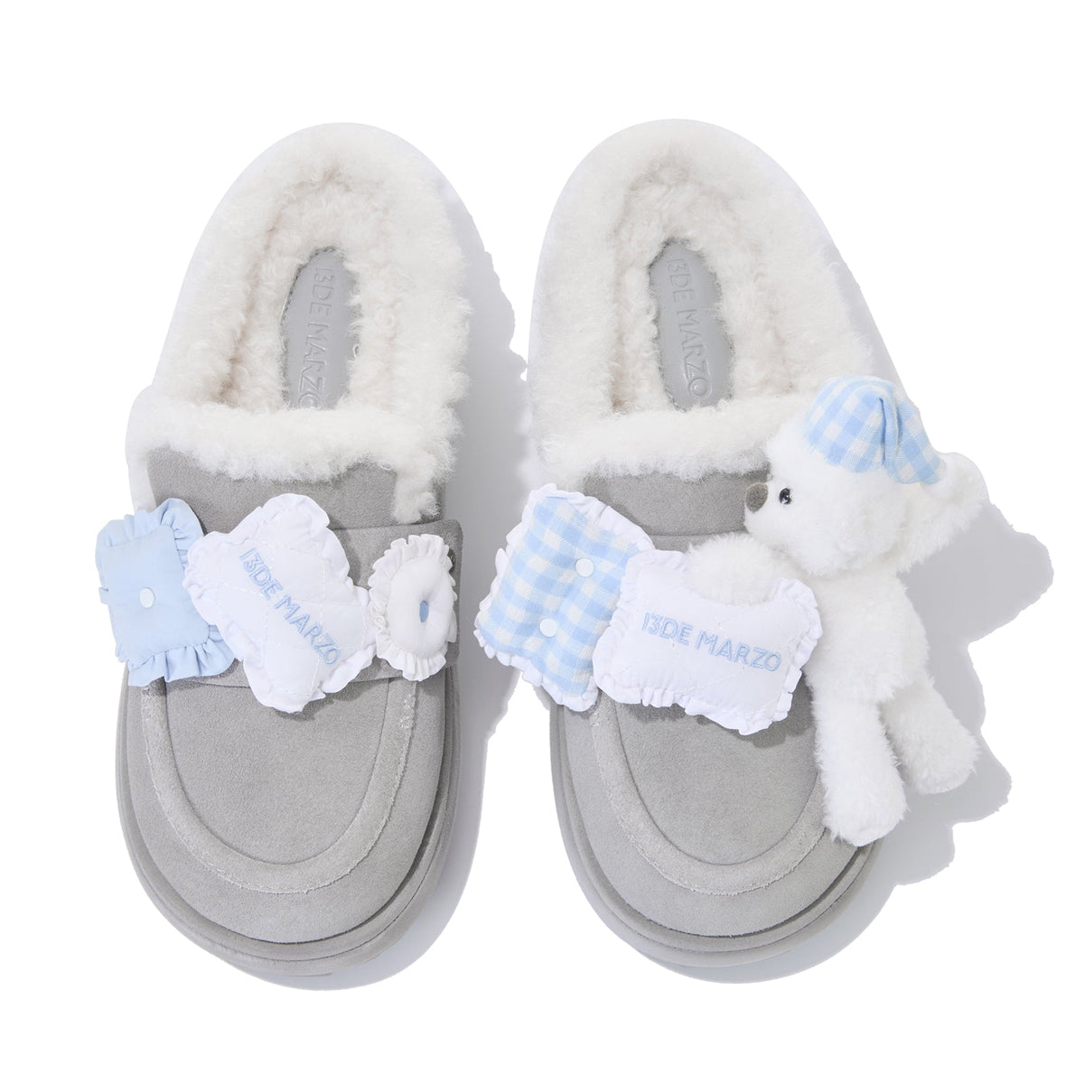 13DE MARZO Detachable Snow Boot Slipper Grey