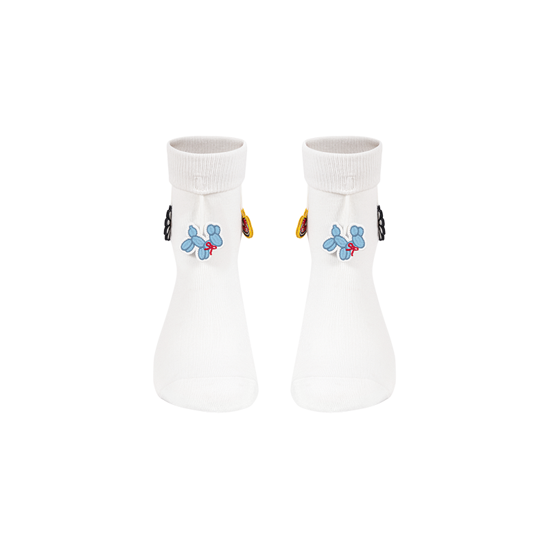 13DE MARZO Fringe Charm Mid-Calf Socks White