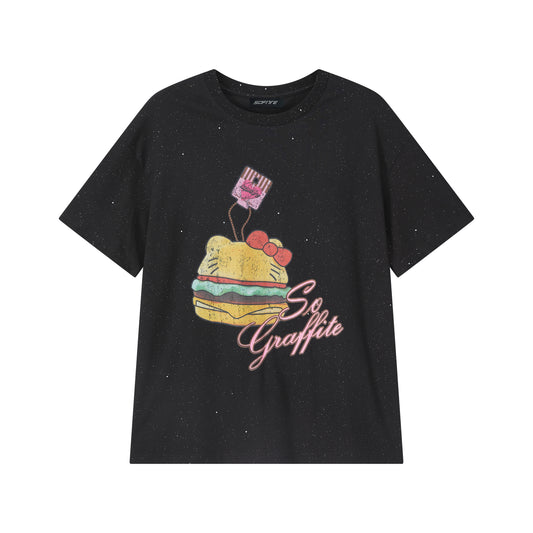 Sofitte Hello Kitty Graffiti Hamburger Tee Black