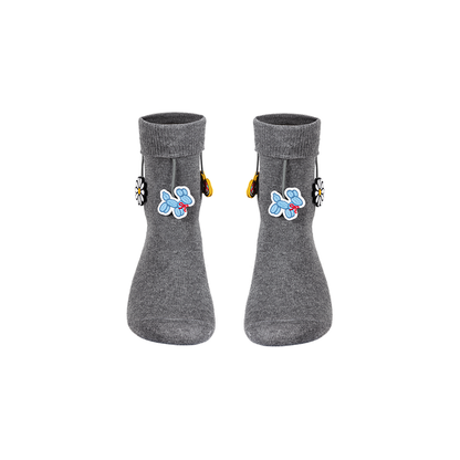 13DE MARZO Fringe Charm Mid-Calf Socks Grey