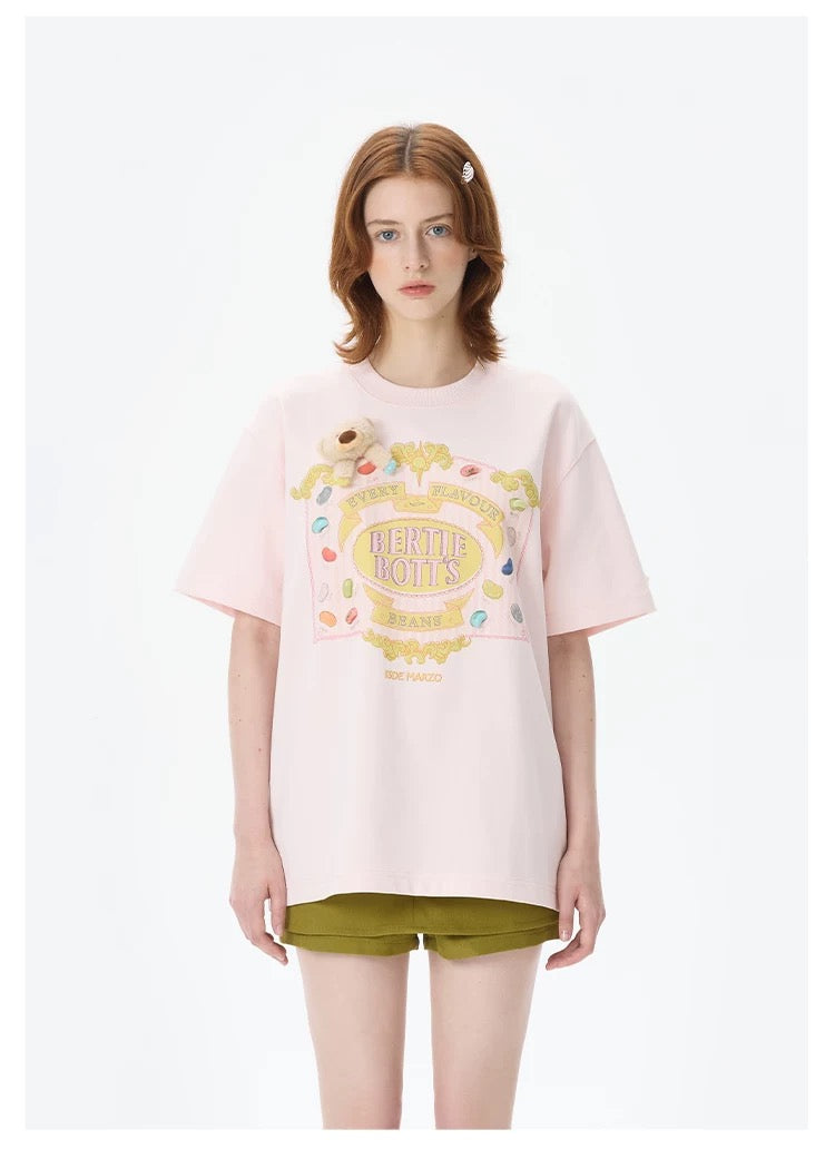 Harry Potter × 13DE MARZO Honeydukes Snack T-shirt Pink