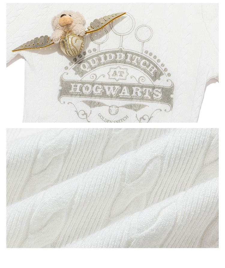 Harry Potter × 13DE MARZO Quidditch Bear High Neck Sweater White