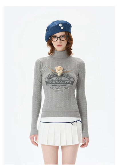 Harry Potter × 13DE MARZO Quidditch Bear High Neck Sweater Grey