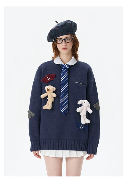 Harry Potter × 13DE MARZO Harry and Weasley Vintage Sweater Navy Blue