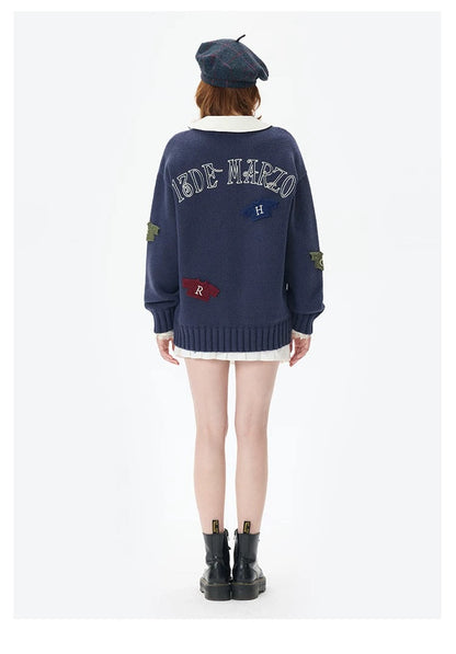 Harry Potter × 13DE MARZO Harry and Weasley Vintage Sweater Navy Blue