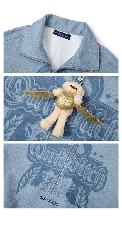 Harry Potter × 13DE MARZO Quidditch Bear Zipper Jacket Blue