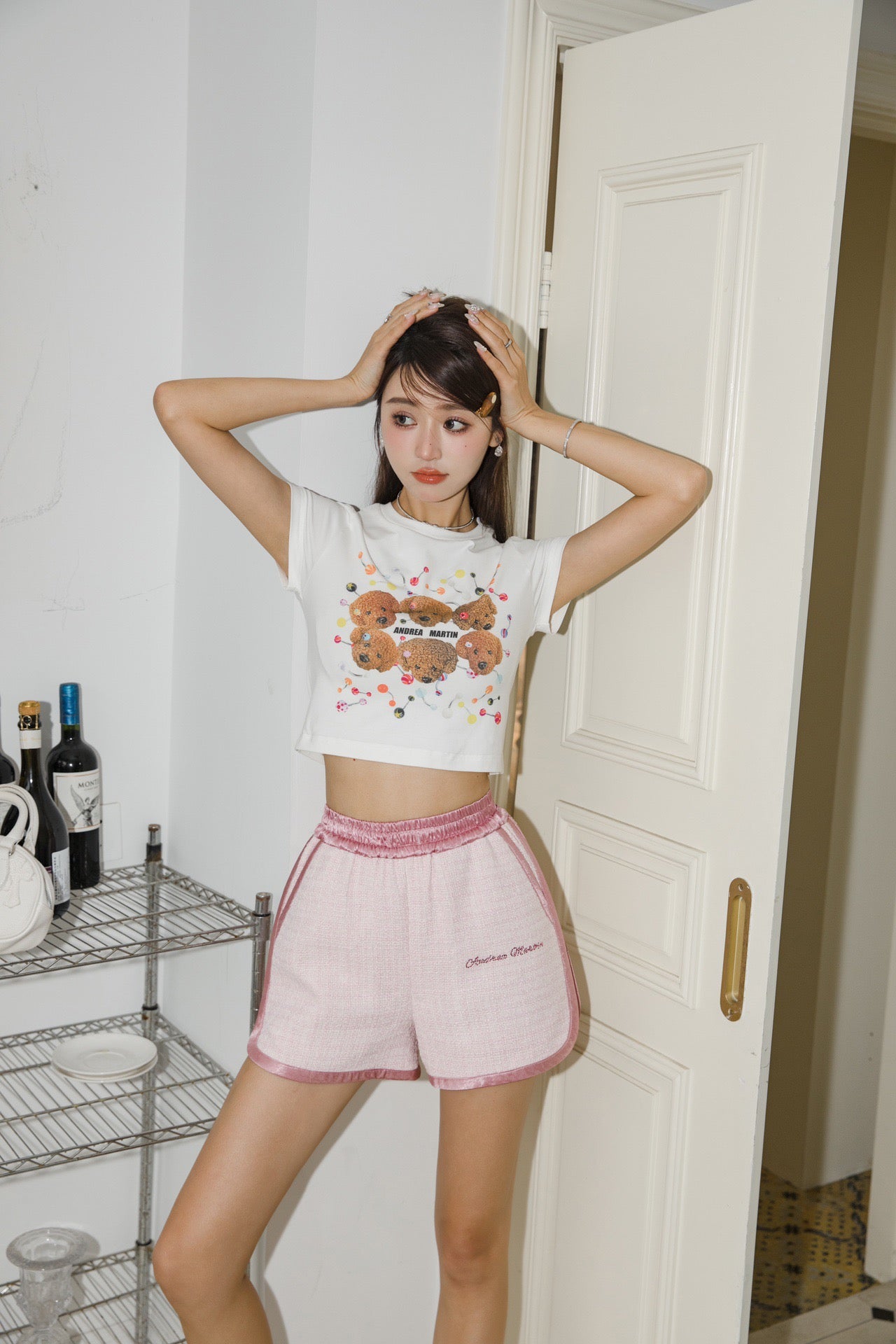 Andrea Martin Candy Puppy Crop Tee