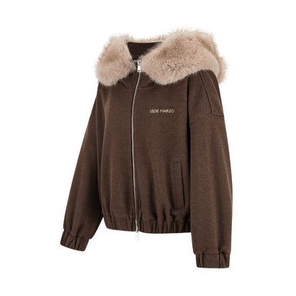 13DE MARZO Doozoo Zipper Hoodie Brown