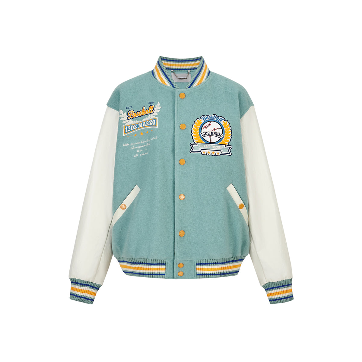 13DE MARZO Bear Baseball League Jacket Lake Blue