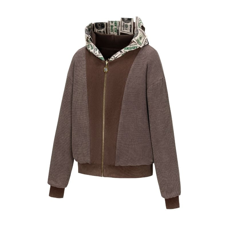 13DE MARZO Bear Cash Zipper Hoodie Brown