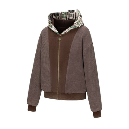 13DE MARZO Bear Cash Zipper Hoodie Brown