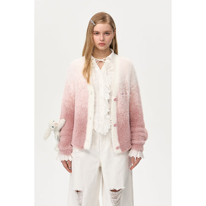 13DE MARZO Doozoo Gradient Cardigan Pink