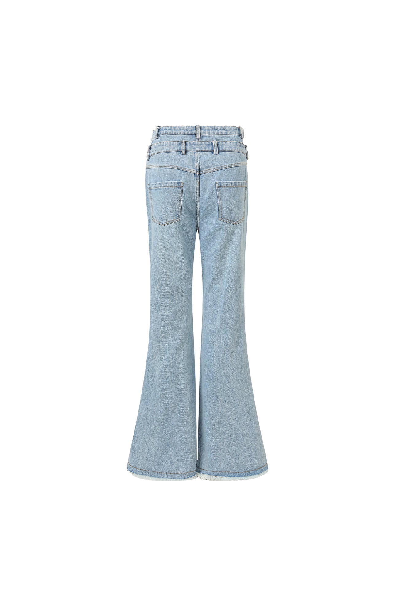 Jac Fleurant Double V Waistband Patchwork Bootcut Jeans