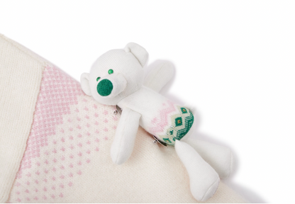 13DE MARZO Fair Isle Bear Cardigan Beige