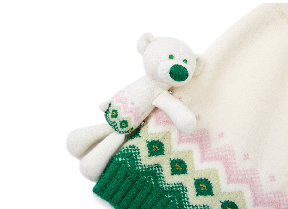 13DE MARZO Fair Isle Bear Knit Skirt Beige