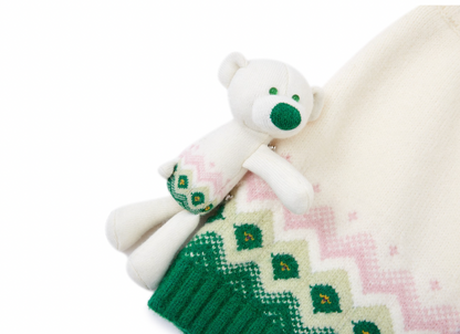 13DE MARZO Fair Isle Bear Knit Skirt Beige