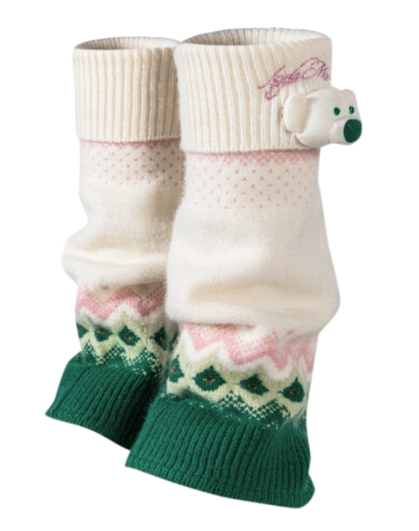 13DE MARZO Fair Isle Leg Warmer Beige