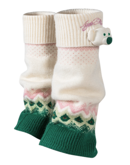 13DE MARZO Fair Isle Leg Warmer Beige