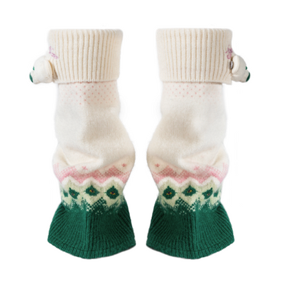 13DE MARZO Fair Isle Leg Warmer Beige