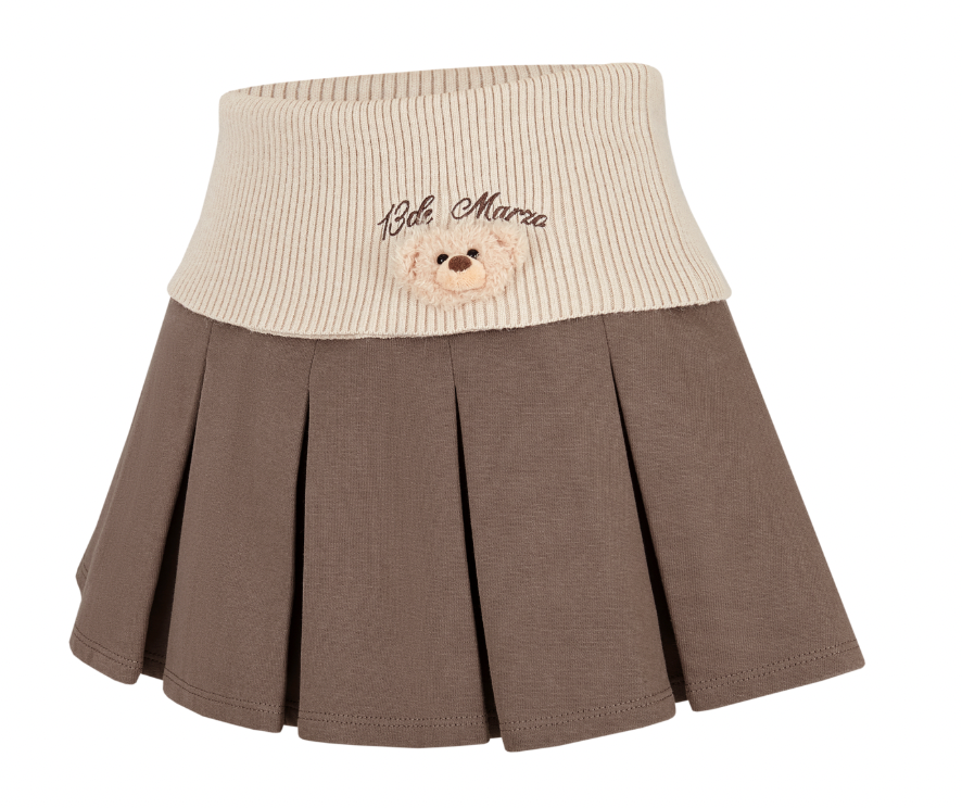 13DE MARZO Bear Head Upper Skirt Brown
