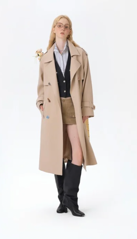 13DE MARZO Tailor Bear Ruler Trench Coat Khaki