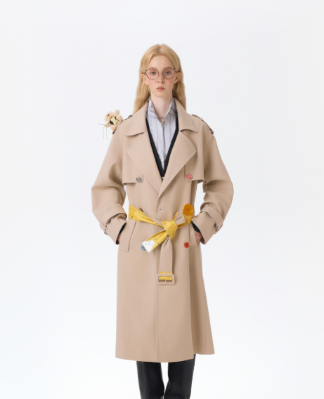 13DE MARZO Tailor Bear Ruler Trench Coat Khaki