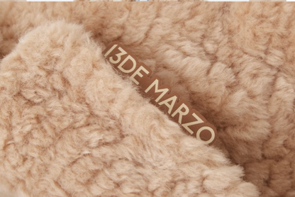 13DE MARZO Bear Fuzzy Long Coat Khaki