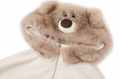 13DE MARZO Doozoo Zipper Hoodie Beige