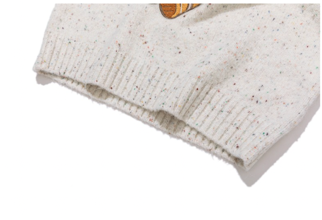 13DE MARZO Fair Isle Bear Knit Sweater White