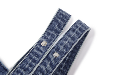 13DE MARZO Bear Denim Jacket  Tote Bag Blue