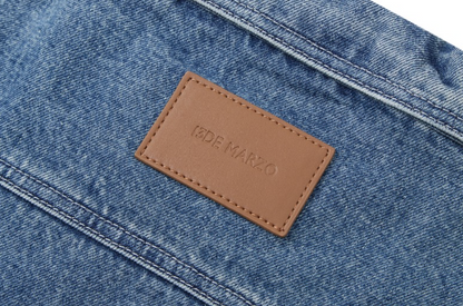 13DE MARZO Bear Denim Jacket  Tote Bag Blue