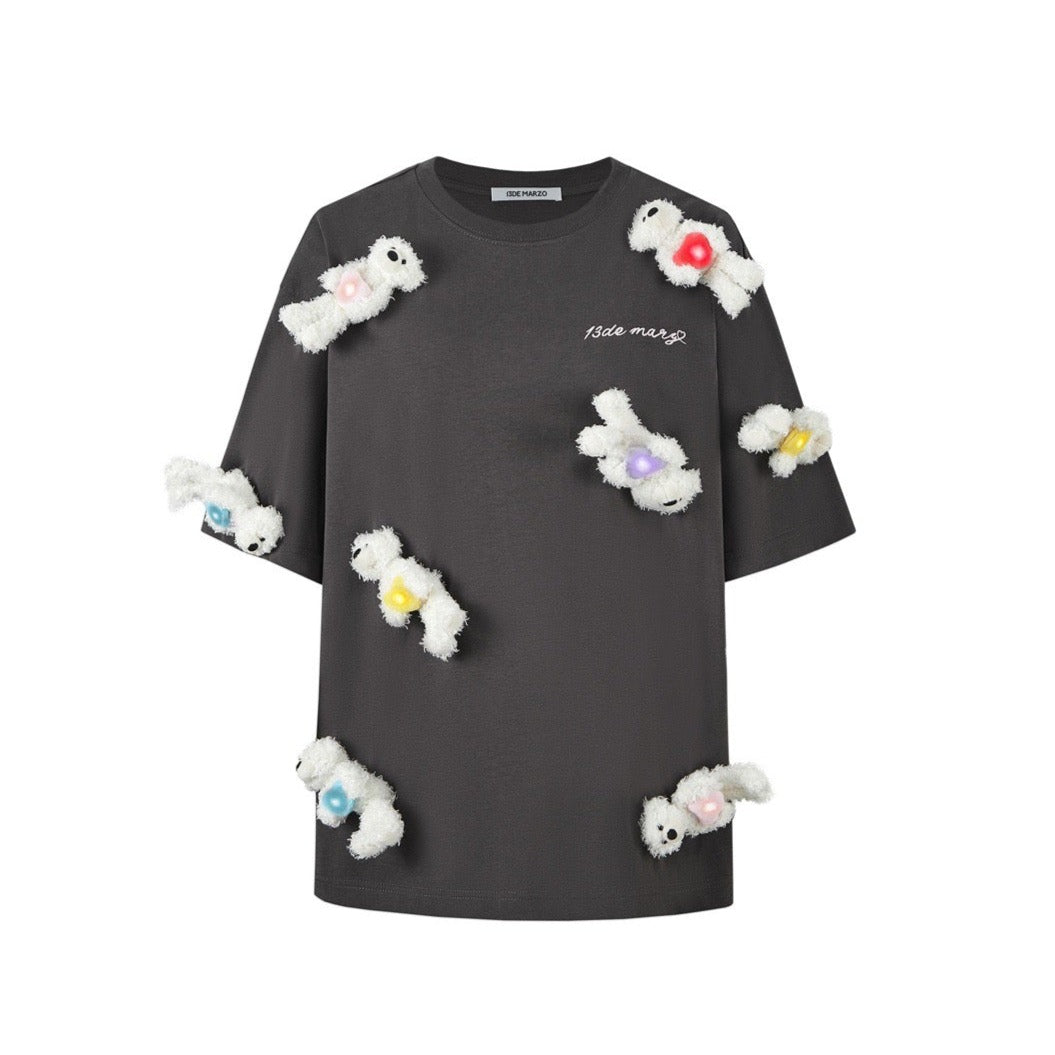 13DE MARZO Doozoo Heart Luminous T-shirt Obsidian