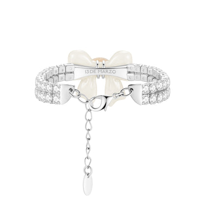 13DE MARZO Mini Bear Bow Bracelet White