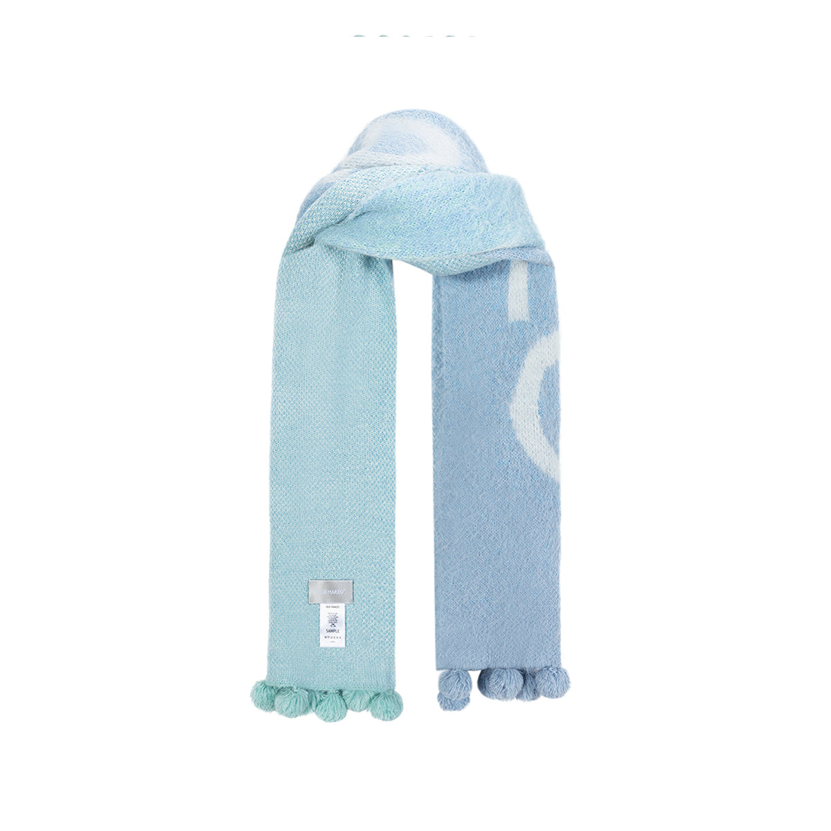 13DE MARZO Knit Faded Scarf Blue