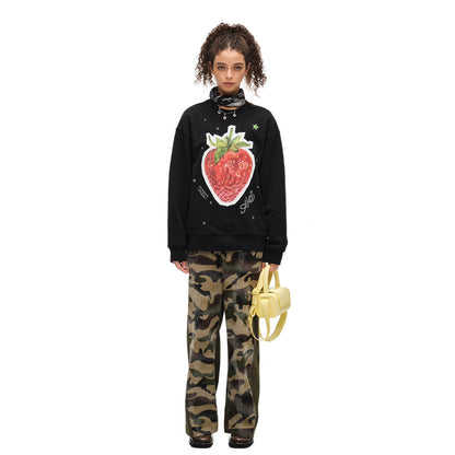 Alexia Sandra Fruit Paradise Star Printed Drop Shoulder Sweater Black