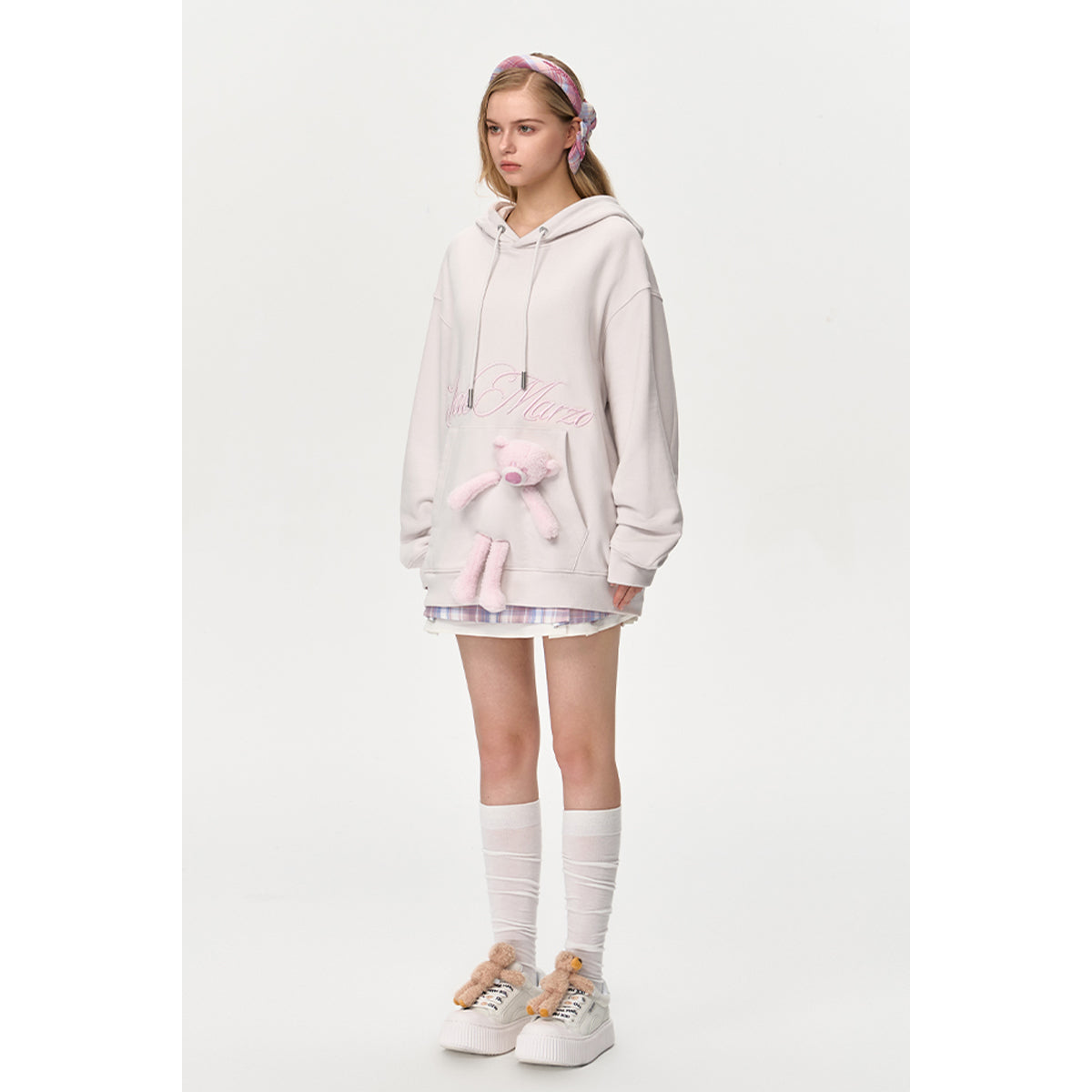 13DE MARZO Dooozoo Pocket Bear Hoodie Pink