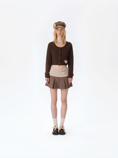 13DE MARZO Bear Head Upper Skirt Brown