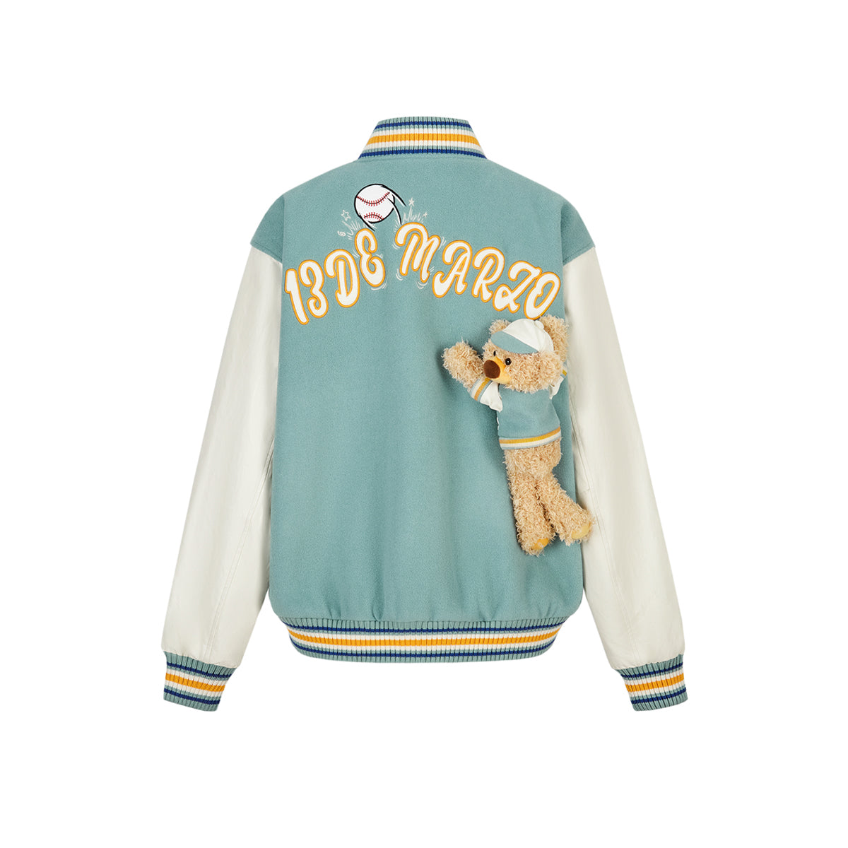 13DE MARZO Bear Baseball League Jacket Lake Blue