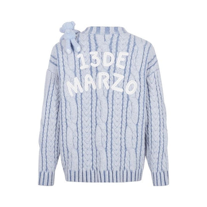 13DE MARZO Bear Yarn Weave Cardigan Blue