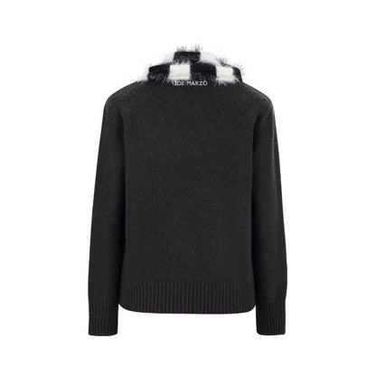 13DE MARZO Bear Thin Scarf Sweater Dark Grey