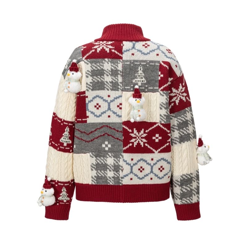 13DE MARZO Snowbear Christmas Cardigan Red