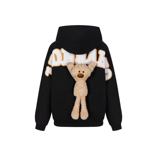 13DE MARZO Bear Big Logo Patch Hoodie Black