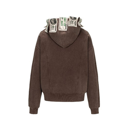 13DE MARZO Bear Cash Zipper Hoodie Brown