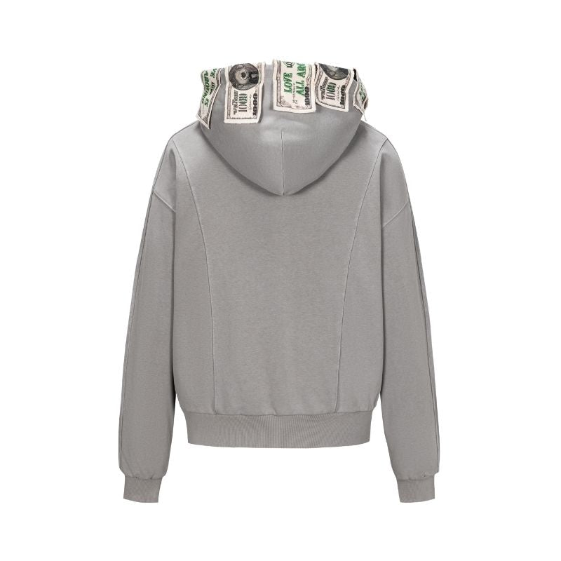 13DE MARZO Bear Cash Zipper Hoodie Grey