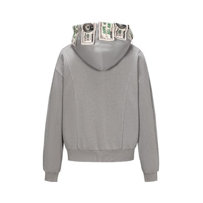 13DE MARZO Bear Cash Zipper Hoodie Grey