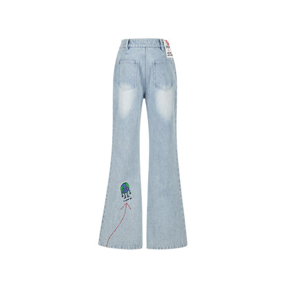 13DE MARZO Matthew Langille Travel Bear Flare Jeans Blue