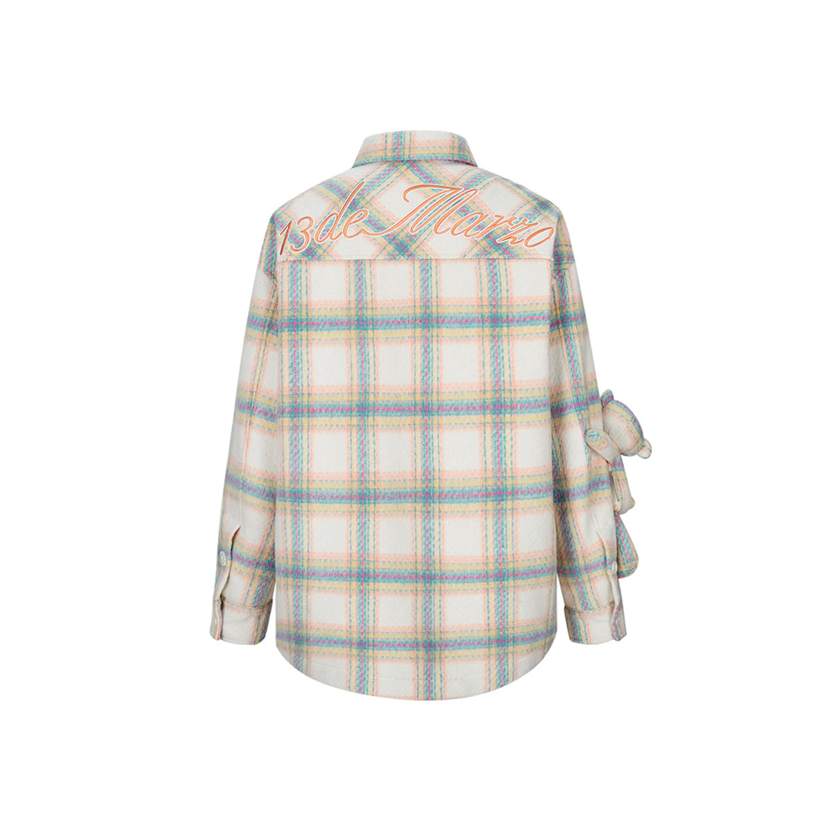 13DE MARZO Plaid Bear Woven Coat Beige