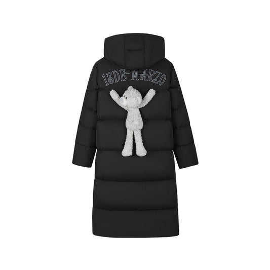 13DE MARZO Bear Down Long Puffer Jacket Black