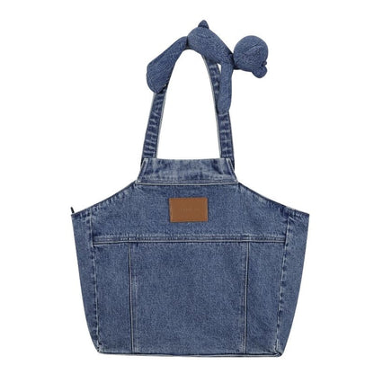 13DE MARZO Bear Denim Jacket  Tote Bag Blue